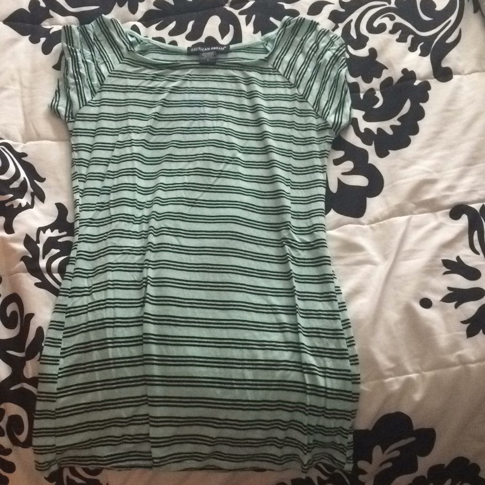 Striped teal and black stretch shirt